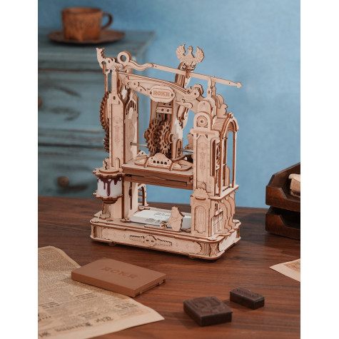 RoboTime 3D dřevěná mechanická skládačka Tiskařský lis ~ 6