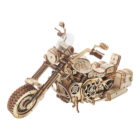 RoboTime 3D dřevěná mechanická skládačka Motorka Cruiser ~ 5