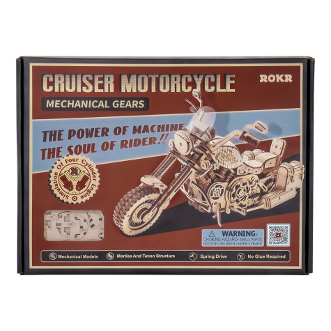 RoboTime 3D dřevěná mechanická skládačka Motorka Cruiser ~ 8