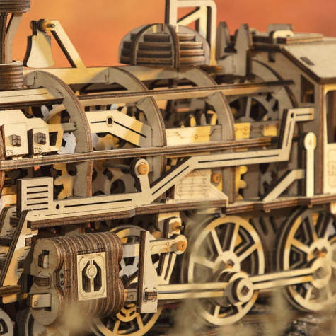 RoboTime 3D dřevěná mechanická skládačka Parní lokomotiva ~ 2