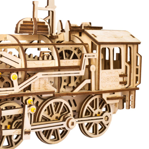 RoboTime 3D dřevěná mechanická skládačka Parní lokomotiva ~ 5