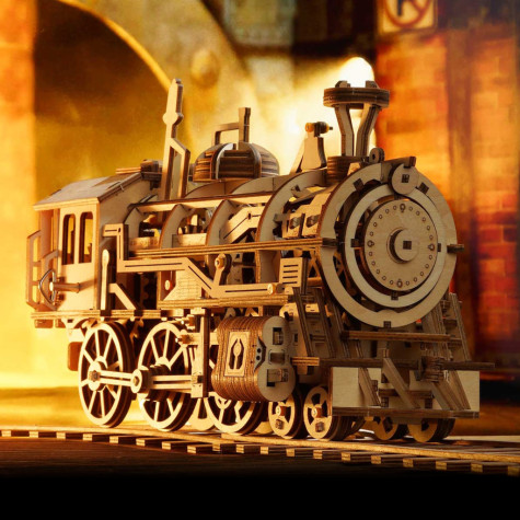 RoboTime 3D dřevěná mechanická skládačka Parní lokomotiva ~ 8