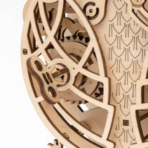 RoboTime 3D dřevěná mechanická skládačka Soví hodiny ~ 6