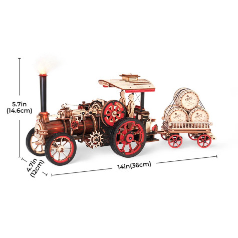 RoboTime 3D dřevěná mechanická skládačka Parní stroj ~ 7