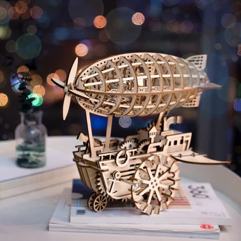 RoboTime 3D dřevěná mechanická skládačka Fantastická vzducholoď ~ 5
