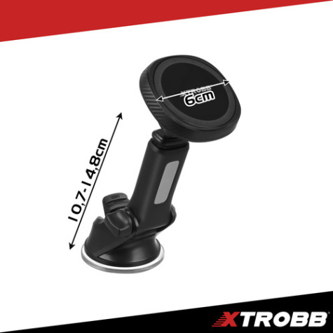 Magnetický držák na telefon do auta s přísavkou černý Xtrobb 28175 ~ 8