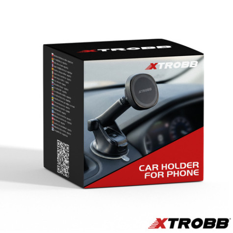 Magnetický držák na telefon do auta s přísavkou černý Xtrobb 28175 ~ 9