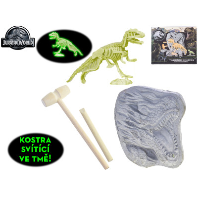 Jurský svět Sada pro tesání kostry T-Rexe svítící ve tmě s doplňky