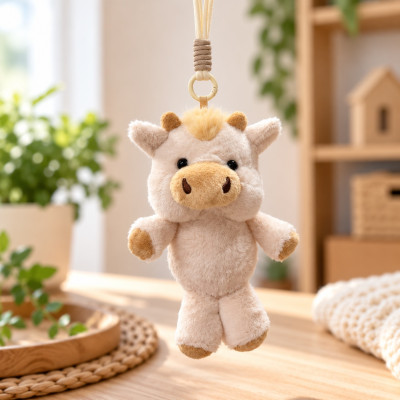 Plyšová kravička přívěšek 17 cm Highland Cow - béžová