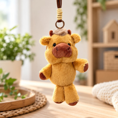 Plyšová kravička přívěšek 17 cm Highland Cow - hnědá