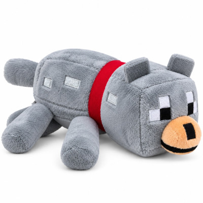 Plyšový Vlk Minecraft s červeným obojkem 20 cm