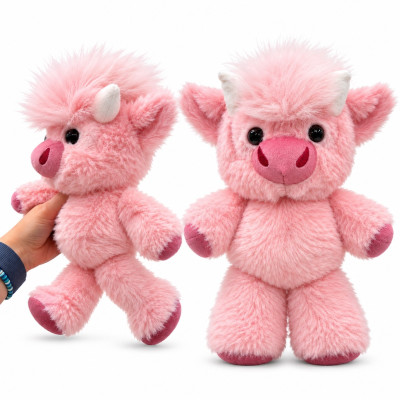 Plyšová běhající kravička 27 cm Highland Running Cow - růžová