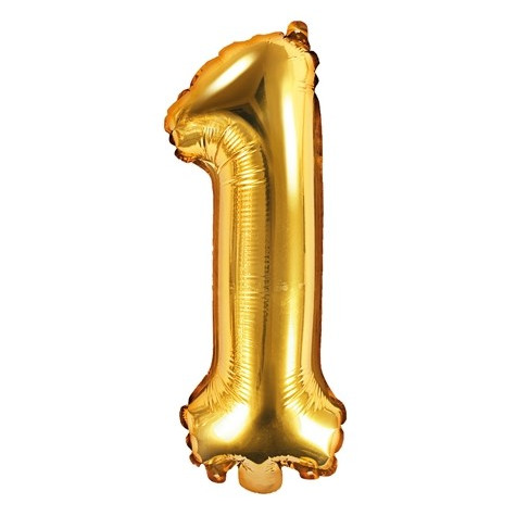Fóliový balónek 35 cm zlatý - číslo 1 ~ 1