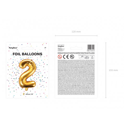 Fóliový balónek 35 cm zlatý - číslo 2 ~ 3