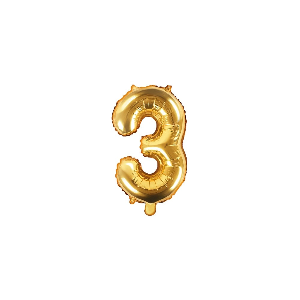Fóliový balónek 35 cm zlatý - číslo 3
