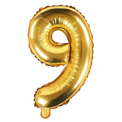 Fóliový balónek 35 cm zlatý - číslo 9