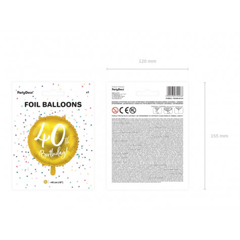Foliový balónek zlatý - 40. narozeniny