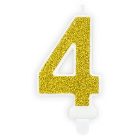 Narozeninová svíčka zlatá - číslo - 4 ~ 1