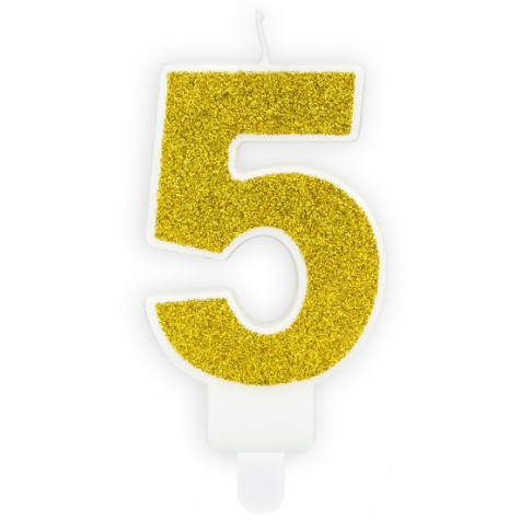 Narozeninová svíčka zlatá - číslo - 5 ~ 1