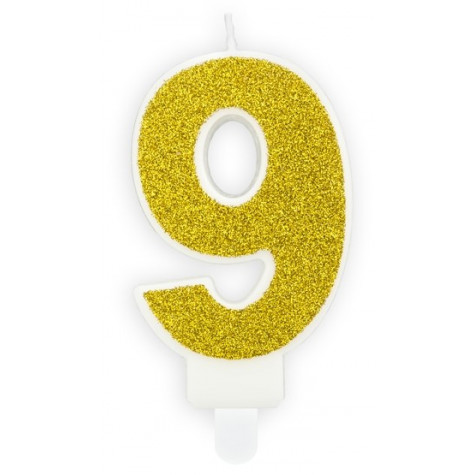 Narozeninová svíčka zlatá - číslo - 9 ~ 1