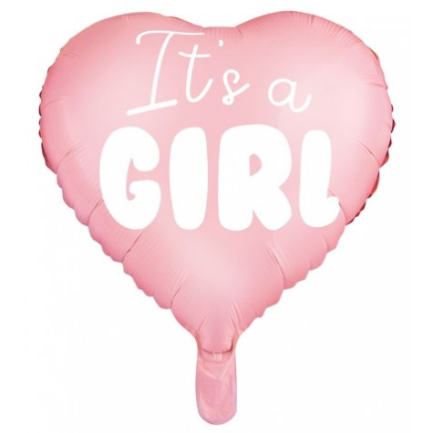 Fóliový balónek srdce 45 cm - It´s a girl růžový