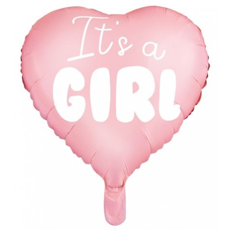Fóliový balónek srdce 45 cm - It´s a girl růžový ~ 1