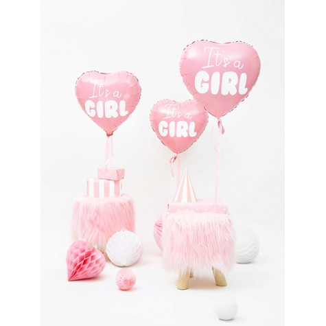 Fóliový balónek srdce 45 cm - It´s a girl růžový