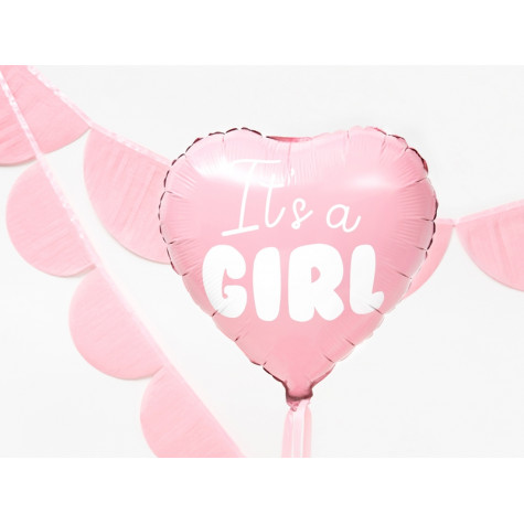 Fóliový balónek srdce 45 cm - It´s a girl růžový ~ 3