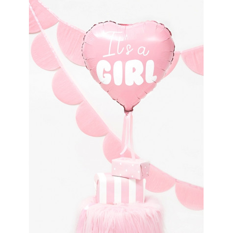 Fóliový balónek srdce 45 cm - It´s a girl růžový ~ 4