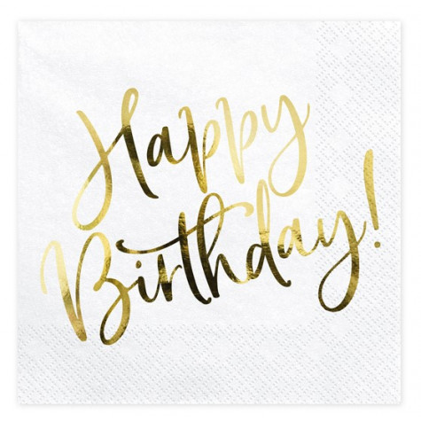 Narozeninové ubrousky - zlaté - Happy Birthday ~ 1