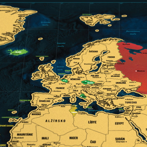 Stírací mapa světa - česká verze Deluxe XL - tmavěmodrá ~ 6