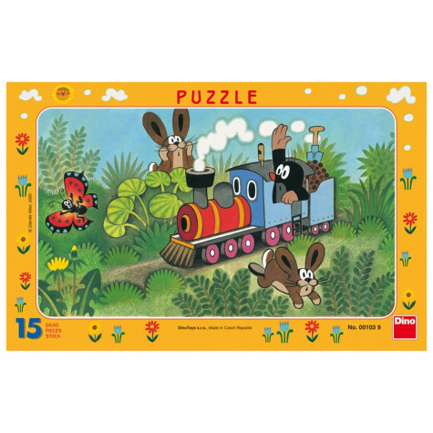 Dino Krtek a lokomotiva deskové puzzle 15 dílků