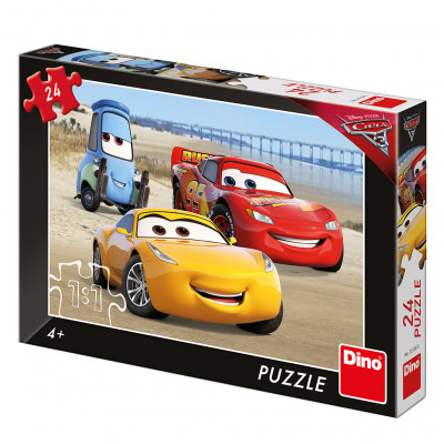 Dino Cars 3: Na pláži puzzle 24 dílků