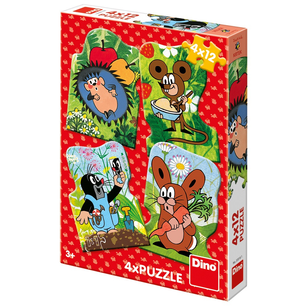 Dino Krteček puzzle 4x12 dílků