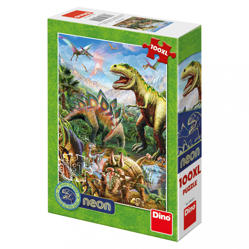 Dino Svět Dinosaurů neon puzzle 100XL dílků