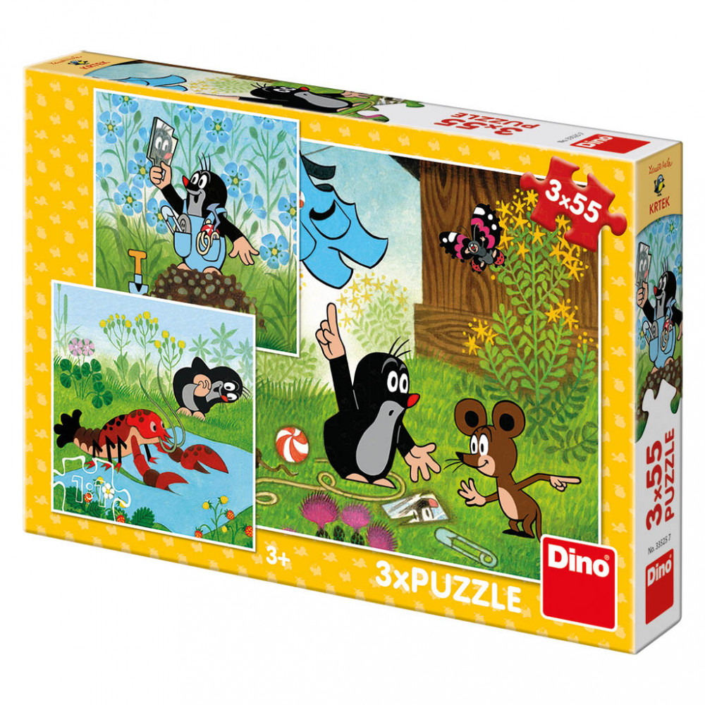Dino Krteček a kalhotky puzzle 3x55 dílků