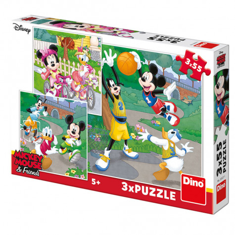 Dino Mickey a Minnie sportovci puzzle 3x55 dílků