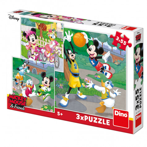 Dino Mickey a Minnie sportovci puzzle 3x55 dílků ~ 1