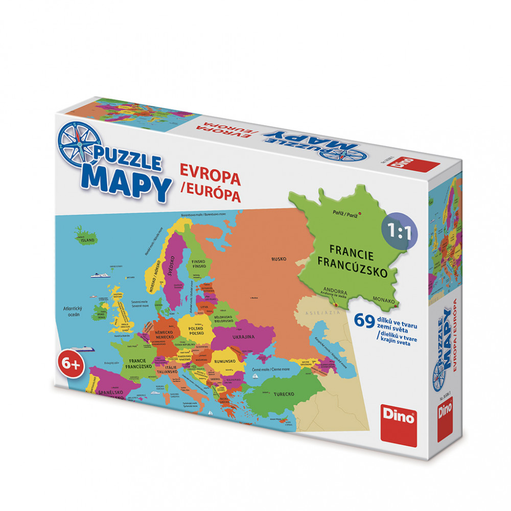 Dino Mapa Evropy dětské puzzle 69 dílků