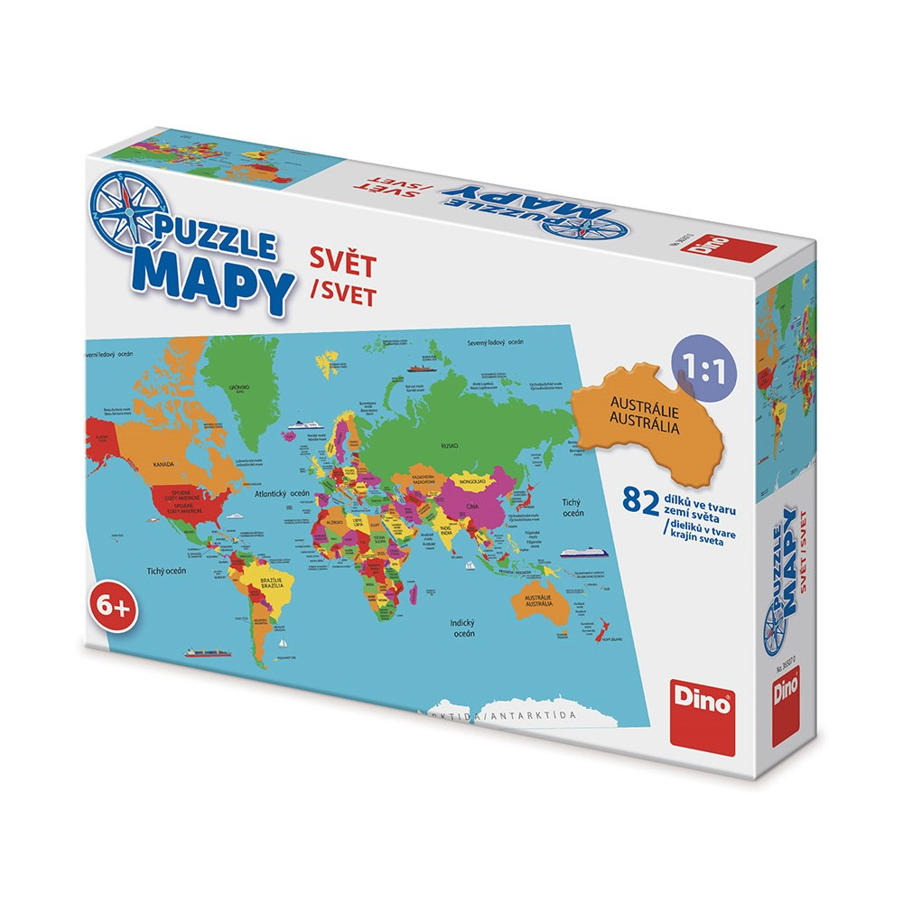 Dino Mapa Světa dětské puzzle 82 dílků