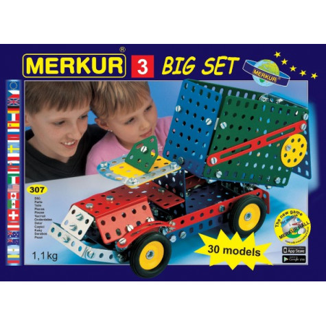 Stavebnice MERKUR 3 30 modelů 307ks v krabici 36x26,5x5,5cm ~ 1