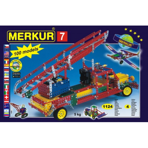 Stavebnice MERKUR 7 100 modelů 1124ks 4 vrstvy v krabici 54x36x6cm ~ 1