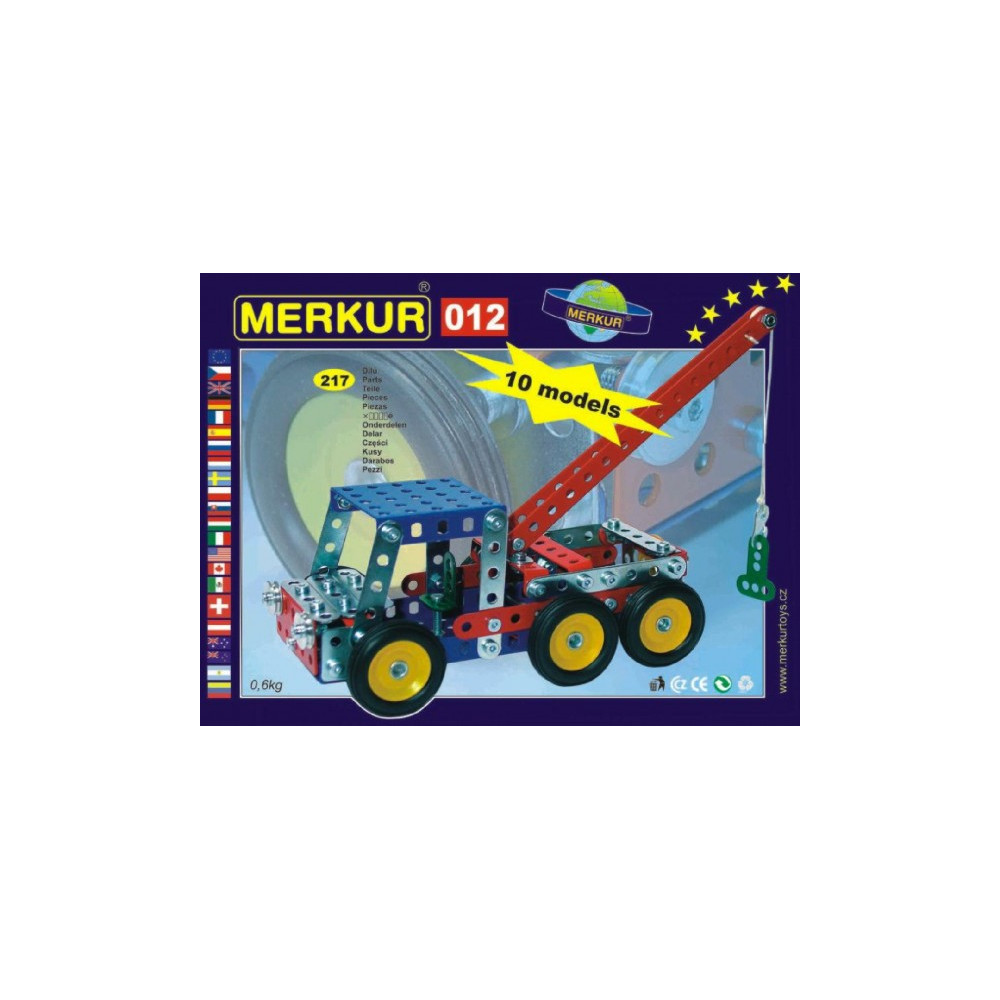 Stavebnice MERKUR 012 Odtahové vozidlo 10 modelů 217ks v krabici 26x18x5cm