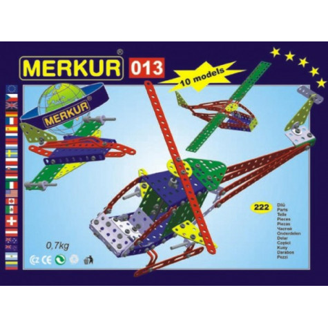 Stavebnice MERKUR 013 Vrtulník 10 modelů 222ks v krabici 26x18x5cm