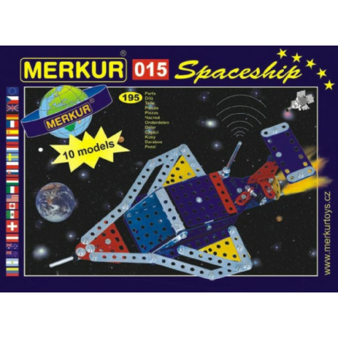 Stavebnice MERKUR 015 Raketoplán 10 modelů 195ks v krabici 26x18x5cm ~ 1