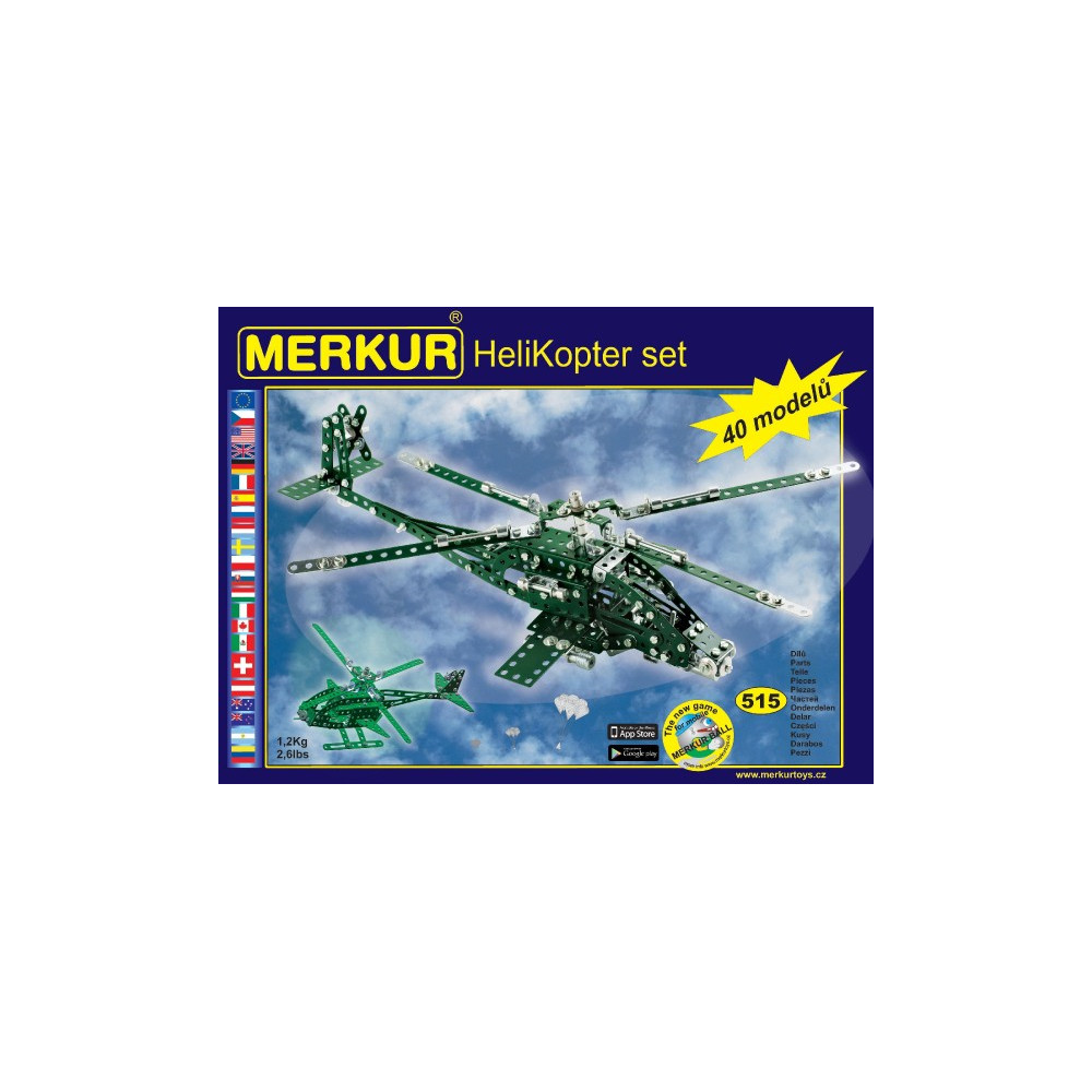 Stavebnice MERKUR Helikopter Set 40 modelů 515ks