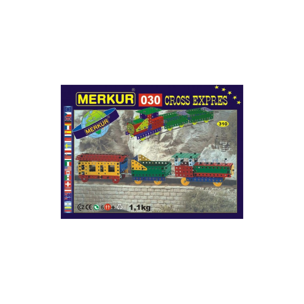 Stavebnice MERKUR 030 Cross expres 10 modelů 310ks v krabici 36x27x3cm