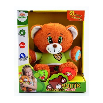 Teddies Medvěd Vojtík pohádkový česky mluvící plyš 30cm na baterie 25x30cm
