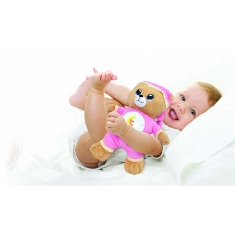 Teddies Medvídek Usínáček růžový plyš  32cm na baterie se světlem a zvukem v boxu 12m+