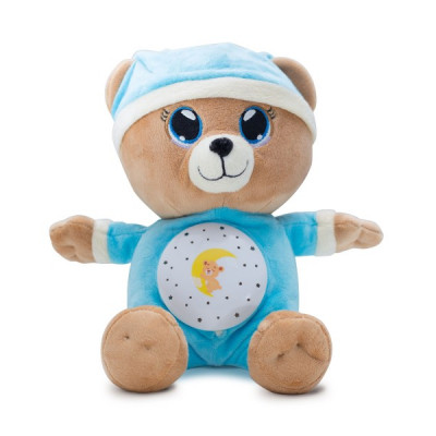 Teddies Medvídek Usínáček modrý plyš 32cm na baterie se světlem a zvukem